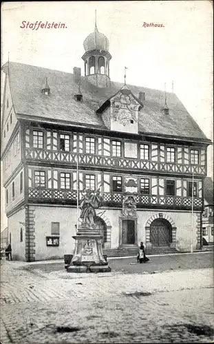 Ak Bad Staffelstein am Main Oberfranken, Rathaus, Denkmal, Platz