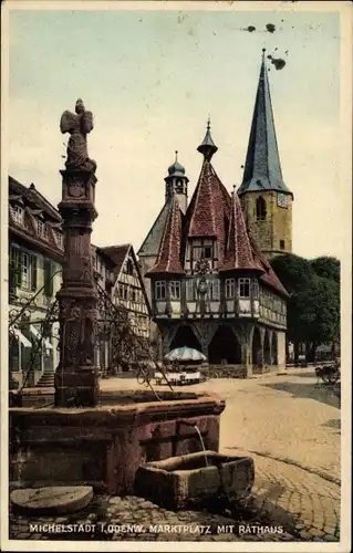 Ak Michelstadt im Odenwald, Marktplatz mit Rathaus