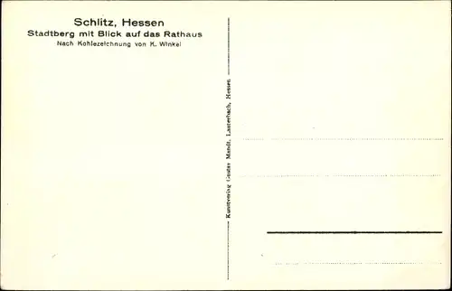 Künstler Ak  Winkel, K., Schlitz Hessen, Stadtberg mit Blick auf das Rathaus