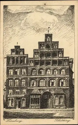 Künstler Ak Lüneburg in Niedersachsen, Schütting, Treppengiebelhaus