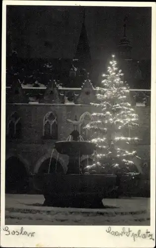 Ak Goslar am Harz, Marktplatz, Weihnachten