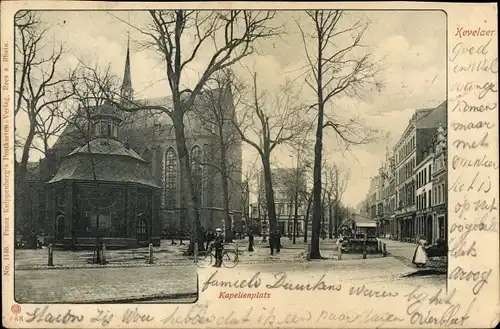 Ak Kevelaer am Rhein, Kapellenplatz, Kiosk, Junge mit Rad