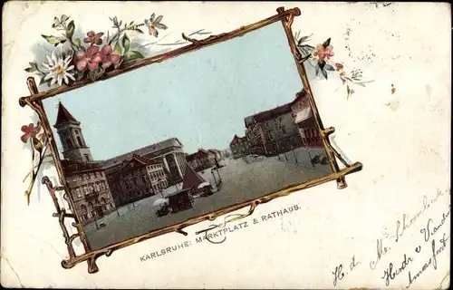 Ak Karlsruhe in Baden, Marktplatz und Rathaus