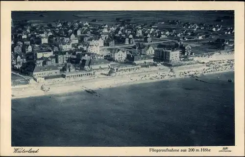 Ak Westerland auf Sylt, Fliegeraufnahme vom Strand