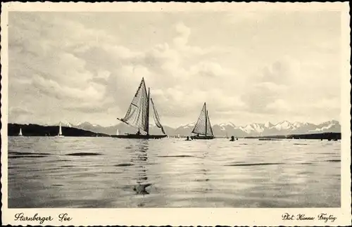 Ak Starnberg in Oberbayern, Starnberger See, Segelboote