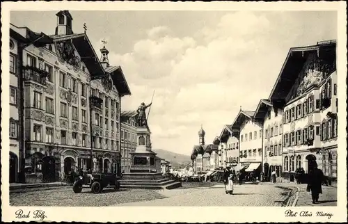 Ak Bad Tölz im Isartal Oberbayern, Straßenpartie, Denkmal