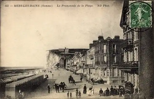 Ak Mers les Bains Somme, Promenade de la Plage