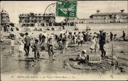 Ak Mers les Bains Somme, Strand bei Ebbe