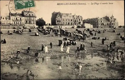 Ak Mers les Bains Somme, Strand bei Ebbe