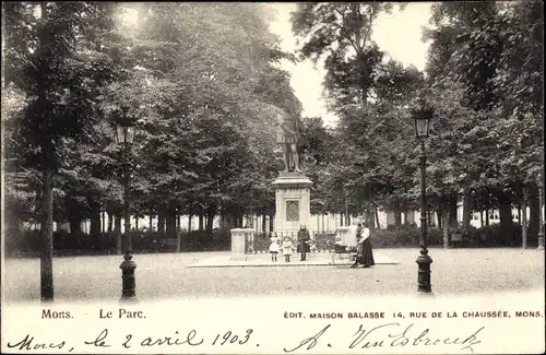 Ak Mons Wallonie Hennegau, Park, Denkmal