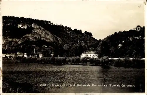 Ak Dinant Wallonie Namur, Ruinen von Poilvache, Turm von Geronsart