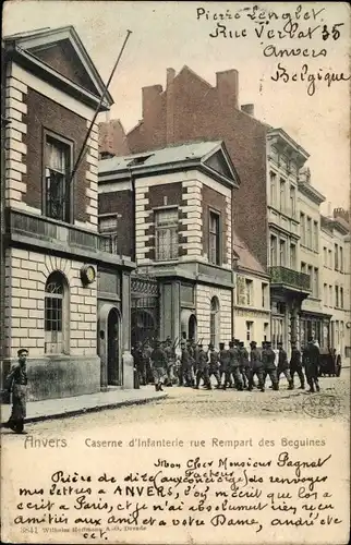 Postkarte Antwerpen Antwerpen Flandern, Infanteriekaserne rue Rempart des Beguines