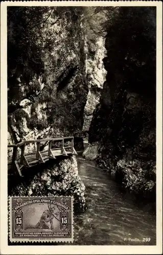 Ak Slowenien, Vintgarju, Schlucht, Felsen, Gewässer