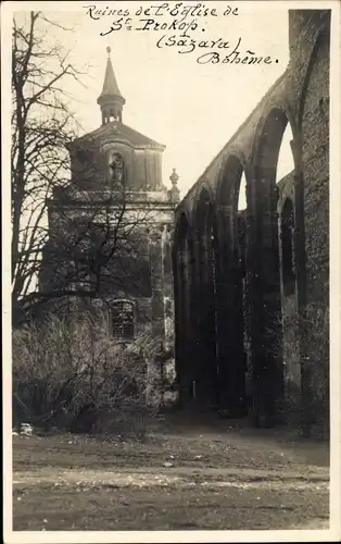 Ak Sázava Sasau Mittelböhmen, Ruines de l'Eglise de St Prokop