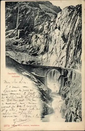 Ak Göschenen Kanton Uri, Schöllenen, Teufelsbrücke