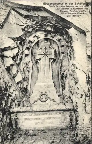 Ak Göschenen Kanton Uri, Schöllenen, Russendenkmal