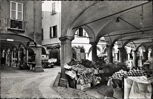 Ak Lugano Kt. Tessin Schweiz, Portici di Via Pessina