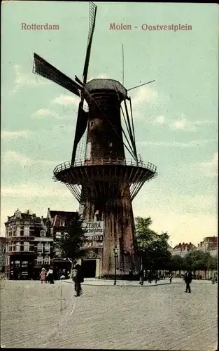 Ak Rotterdam Südholland Niederlande, Oostvestplein, Windmühle