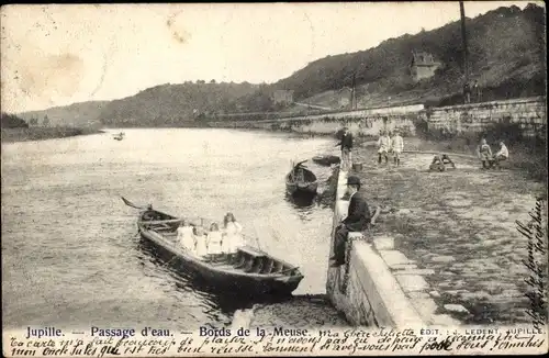 Ak Jupille sur Ourthe Wallonien Luxemburg, Wasserüberquerung, Ufer der Maas