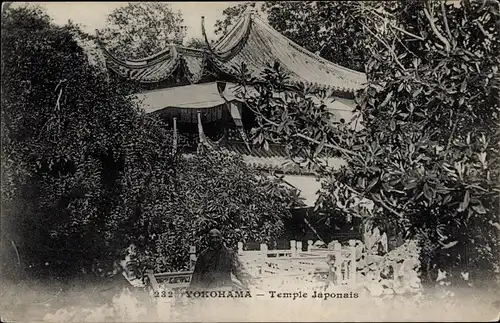 Ak Yokohama Präf Kanagawa Japan, Tempel, Messageries Maritimes, MM