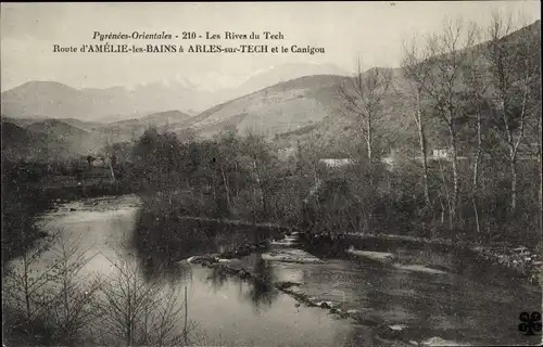 Ak Arles sur Tech Pyrénées Orientales, Route d'Amelie les Bains et le Canigou