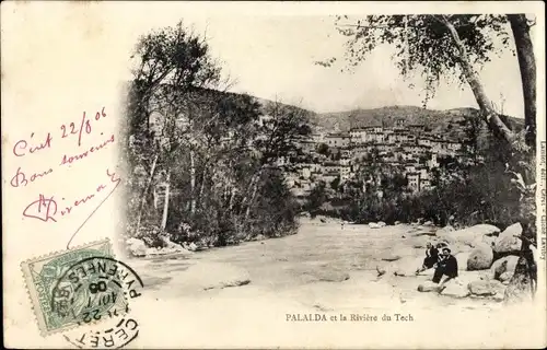 Ak Amélie les Bains Palalda Pyrénées Orientales, la Riviere du Tech