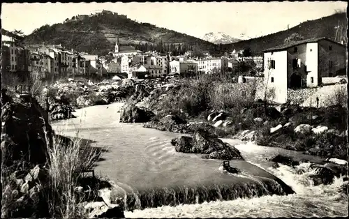 Ak Amelie les Bains Pyrénées Orientales, Le Tech, Vallee du Tech, Au fond, le Canigou