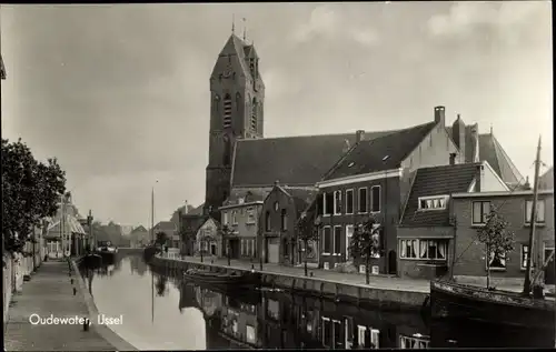 Ak Oudewater Utrecht Niederlande, IJssel, Kirche