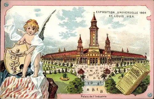 Litho Saint Louis Missouri USA, Exposition Universelle 1904, Palais de Industrie