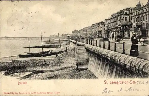 Ak St. Leonards on Sea Hastings Südostengland, Parade