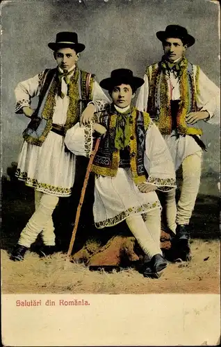 Ak Männer in rumänischen Trachten