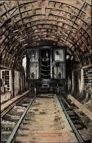 Ak New York City USA, die Brooklyn Subway