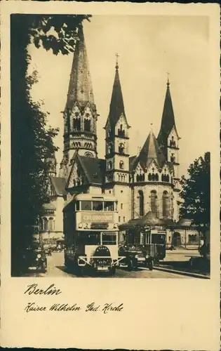 Ak Berlin Charlottenburg, Kaiser Wilhelm Gedächtniskirche, Autobus