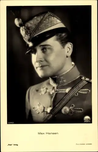 Ak Schauspieler Max Hansen, Portrait in Uniform