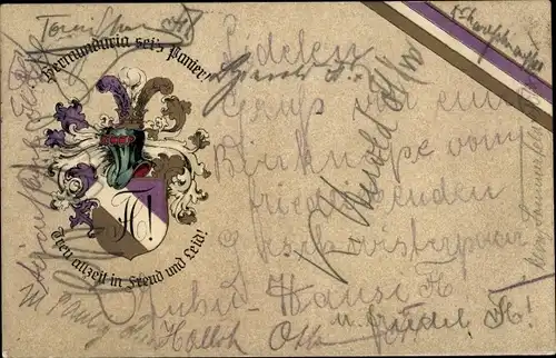 Studentika Ak Wappen eines Studentenvereins, Hermunduria sei's Panier