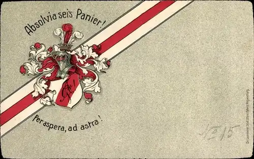 Präge Studentika Ak Wappen eines Studentenvereins, Absolvia sei's Panier