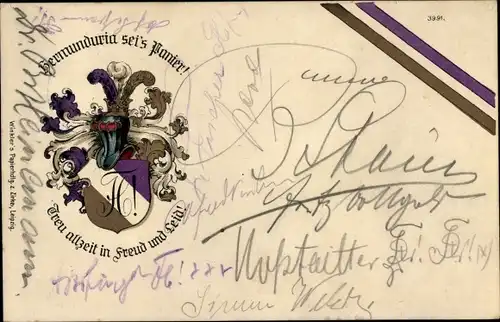 Studentika Ak Wappen eines Studentenvereins, Hermunduria sei's Panier