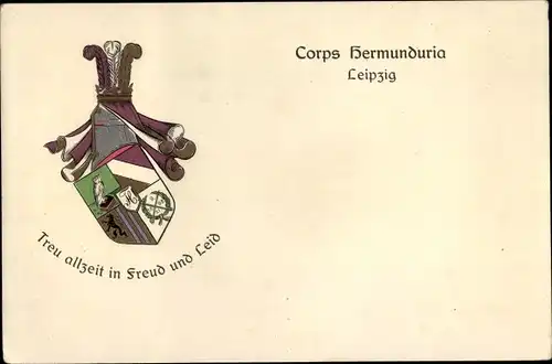 Präge Studentika Ak Wappen eines Studentenvereins, Corps Hermunduria Leipzig