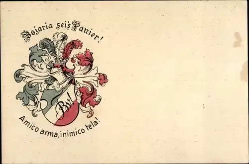 Studentika Ak Wappen eines Studentenvereins, Bojaria sei's Panier