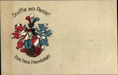 Studentika Ak Wappen eines Studentenvereins, Stuiffia sei's Panier, Ehre, Treue, Freundschaft