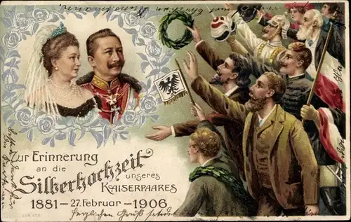 Präge Ak Deutsches Kaiserpaar, Silberhochzeit am 27. Februar 1906