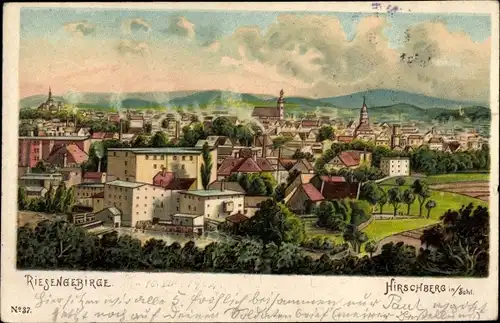 Litho Jelenia Góra Hirschberg Schlesien, Totalansicht