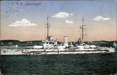 Ak Deutsches Kriegsschiff, SMS Rheinland, Großlinienschiff