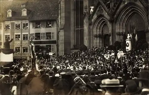 Foto Ak Mulhouse Mulhouse Elsass Haut-Rhin, Siegesparade 14 Juli 1919