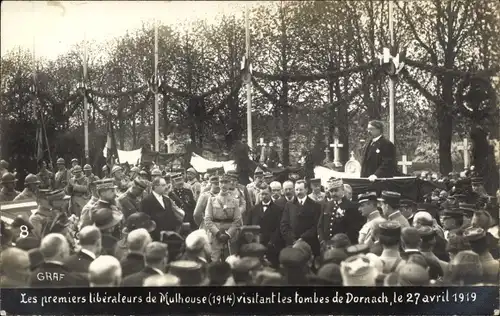 Foto Ak Mulhouse Mülhausen Elsass Haut Rhin, Soldatenfriedhof Dornach 27 April 1919