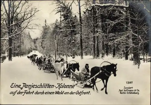 Ak Ostfront, Panjeschlitten-Kolonne, I WK