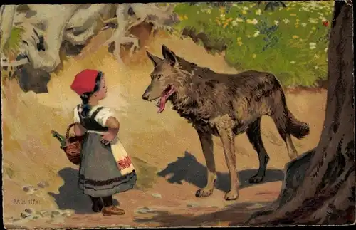 Künstler Ak Hey, Paul, Märchen, Rotkäppchen, Wolf, Meissner & Buch 1874