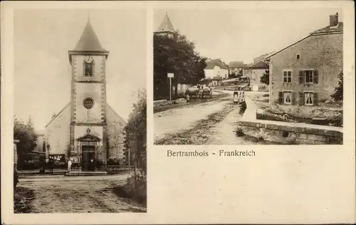Ak Bertrambois Meurthe et Moselle, Straßenpartie, Kirche