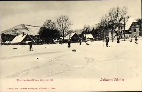 Ak Schierke Wernigerode am Harz, Winterlandschaft, Skifahren