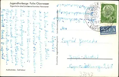 Ak Polle an der Weser Niedersachsen, Jugendherberge, Außenansicht